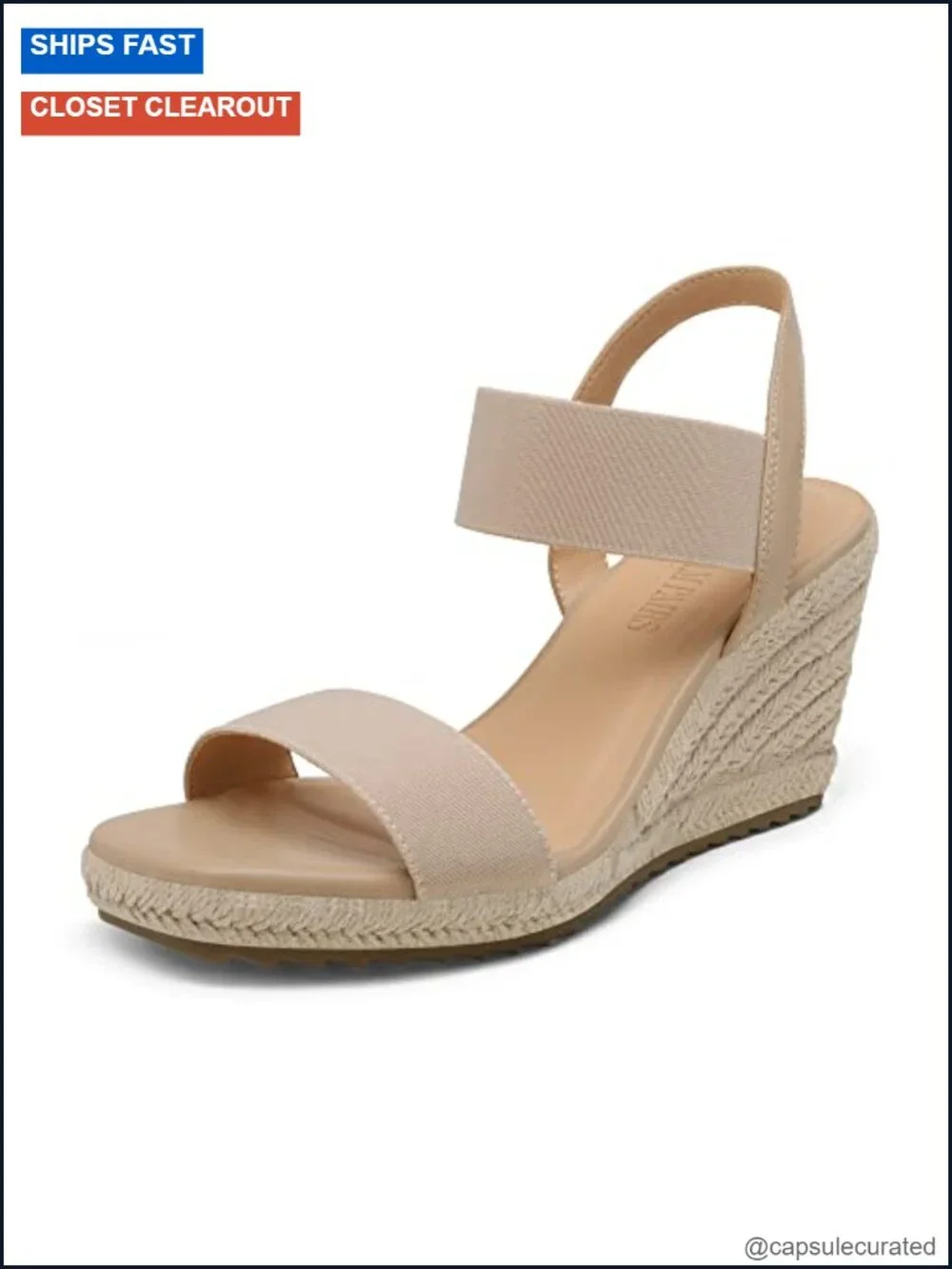 Espadrille Wedge Platform Sandals with Elastic Ankle Straps, PU Insole, Slip